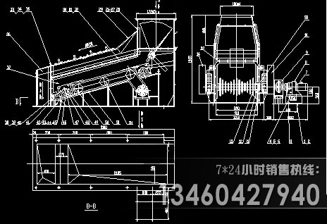 波動篩結構圖紙三視圖